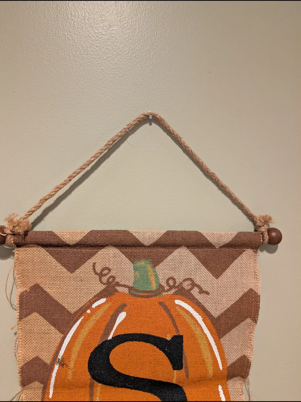 Monogram Pumpkin Burlap Wall Hanging - Orange S